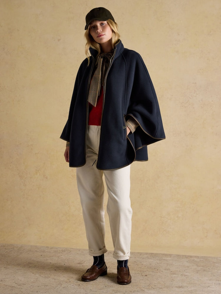 Heritage Navy Fleece Longline Cape