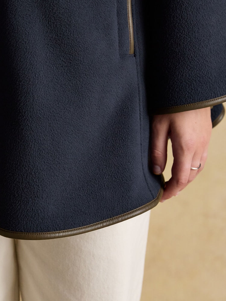 Heritage Navy Fleece Longline Cape