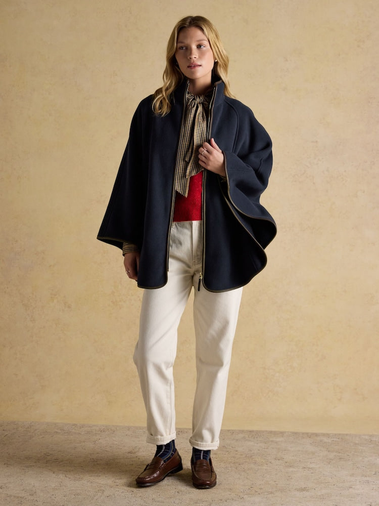 Heritage Navy Fleece Longline Cape