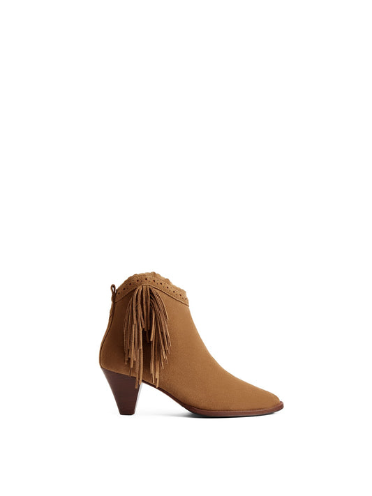 The Regina Women's Fringed Ankle Boot - Tan Suede