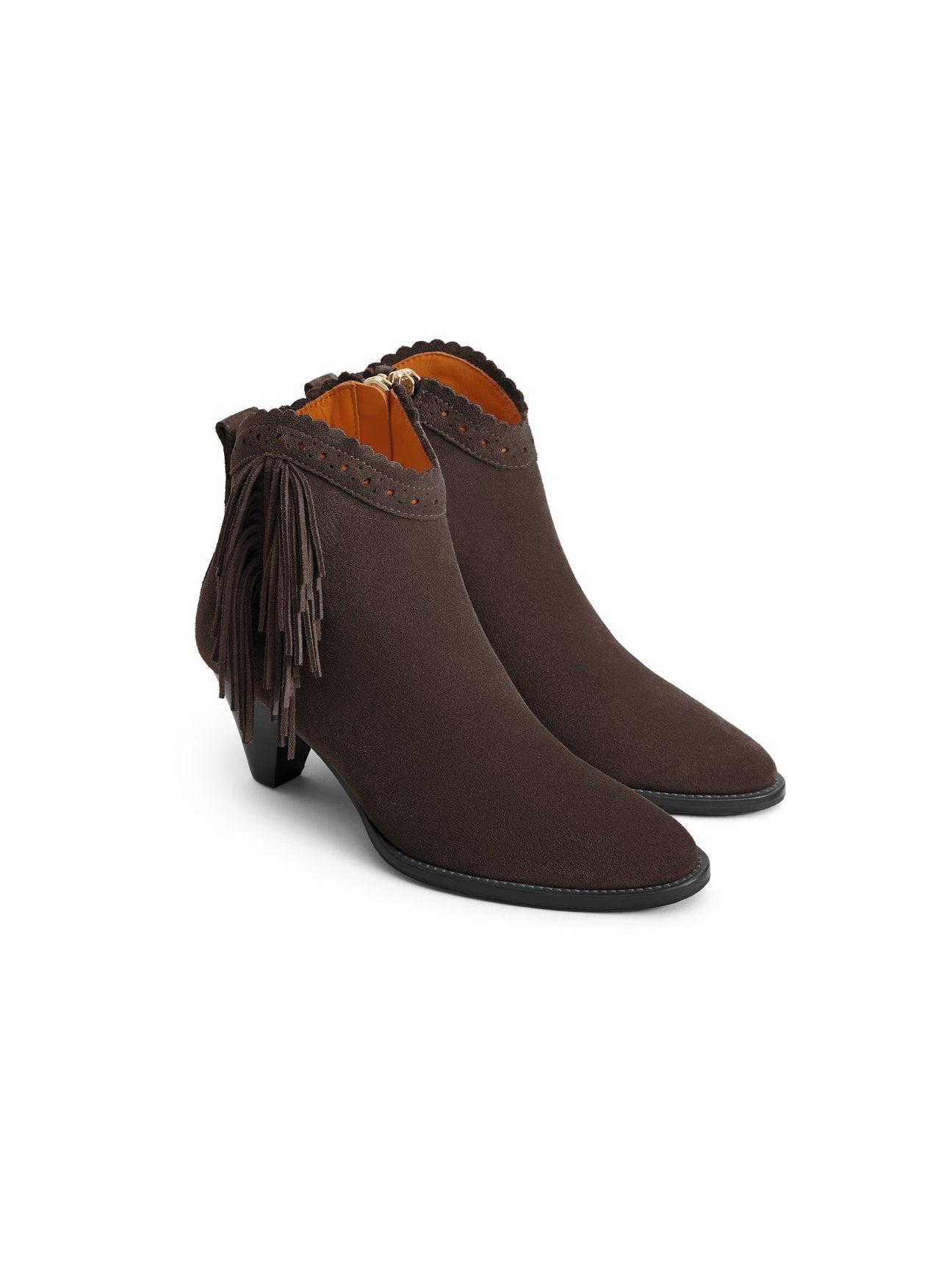 The Regina
Women's Fringed Ankle Boot - Chocolate Suede