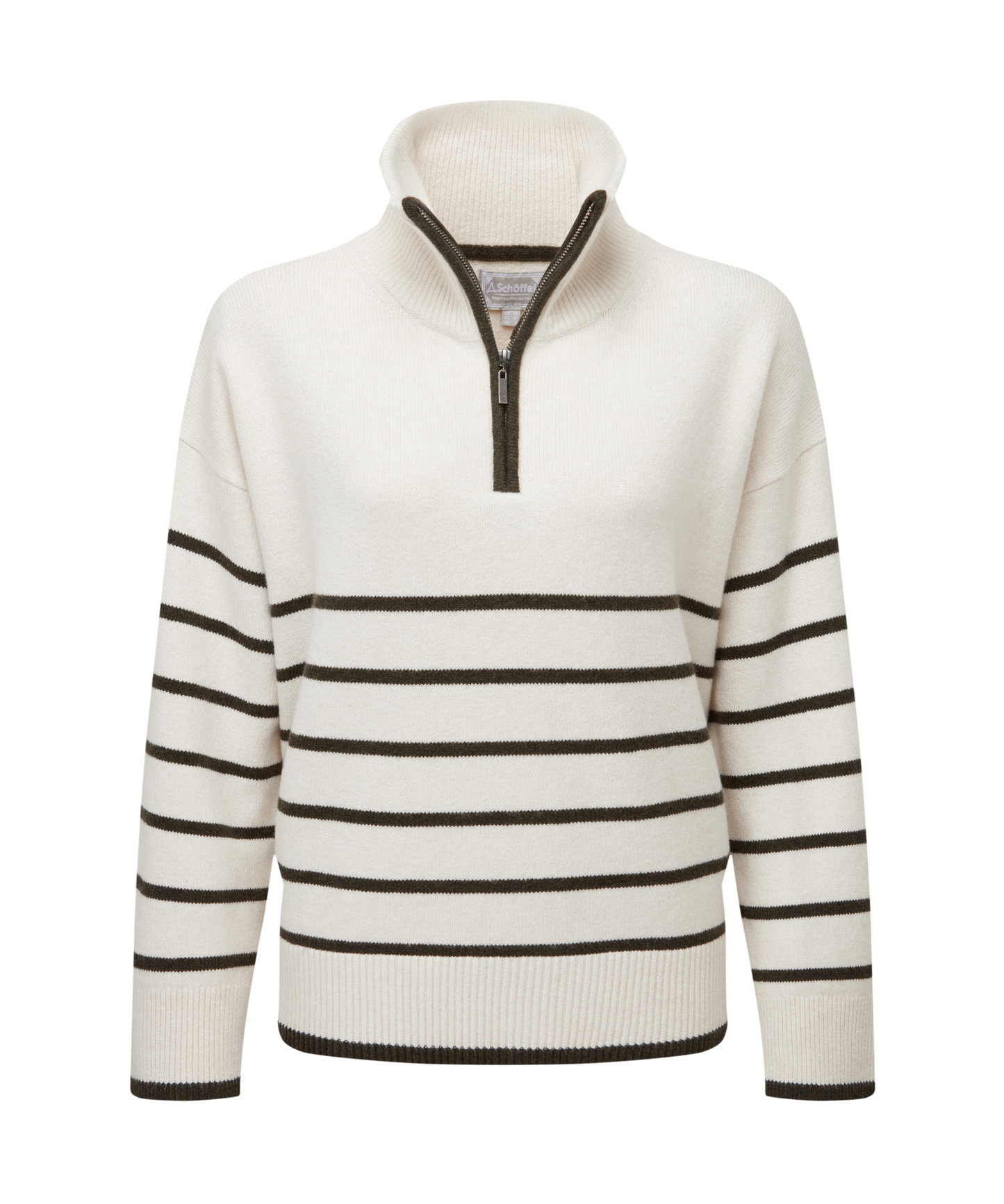 Sandsend Quarter Zip Jumper White/Loden