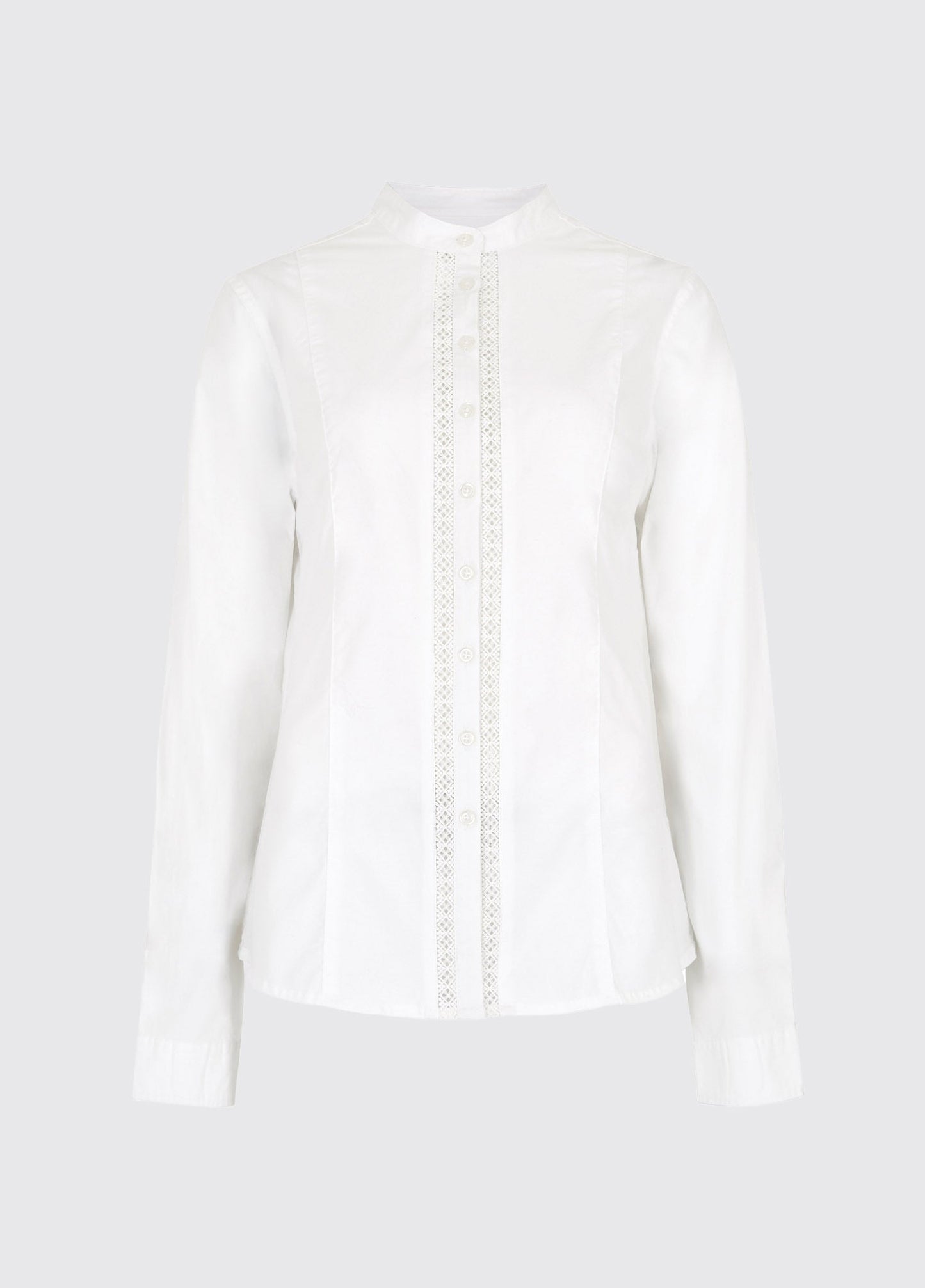 Waterlily Ladies Mandarin Collar Shirt - White