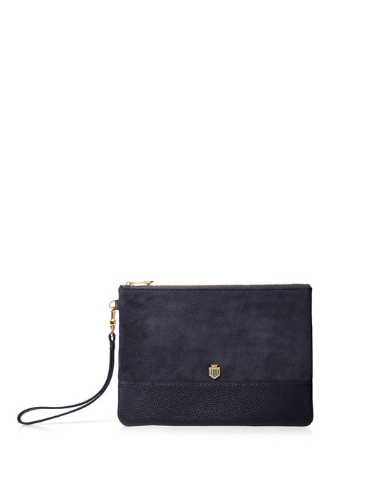The Highbury Women's Clutch Bag - Navy Suede