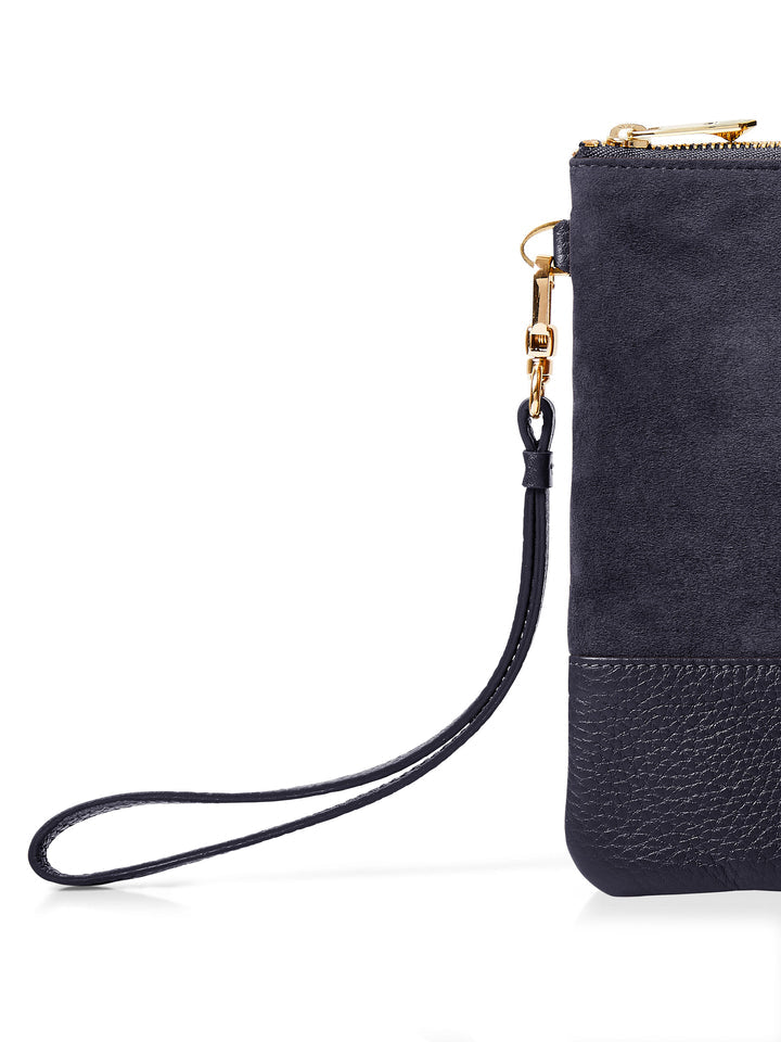 The Highbury Women's Clutch Bag - Navy Suede