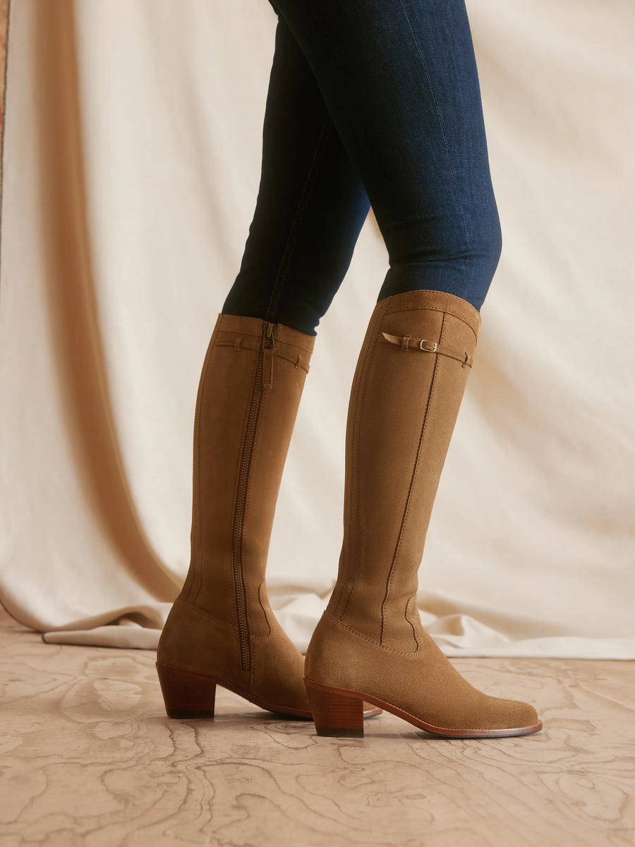 Kimberley Tan Heeled Knee-High Boots - Regular Fit