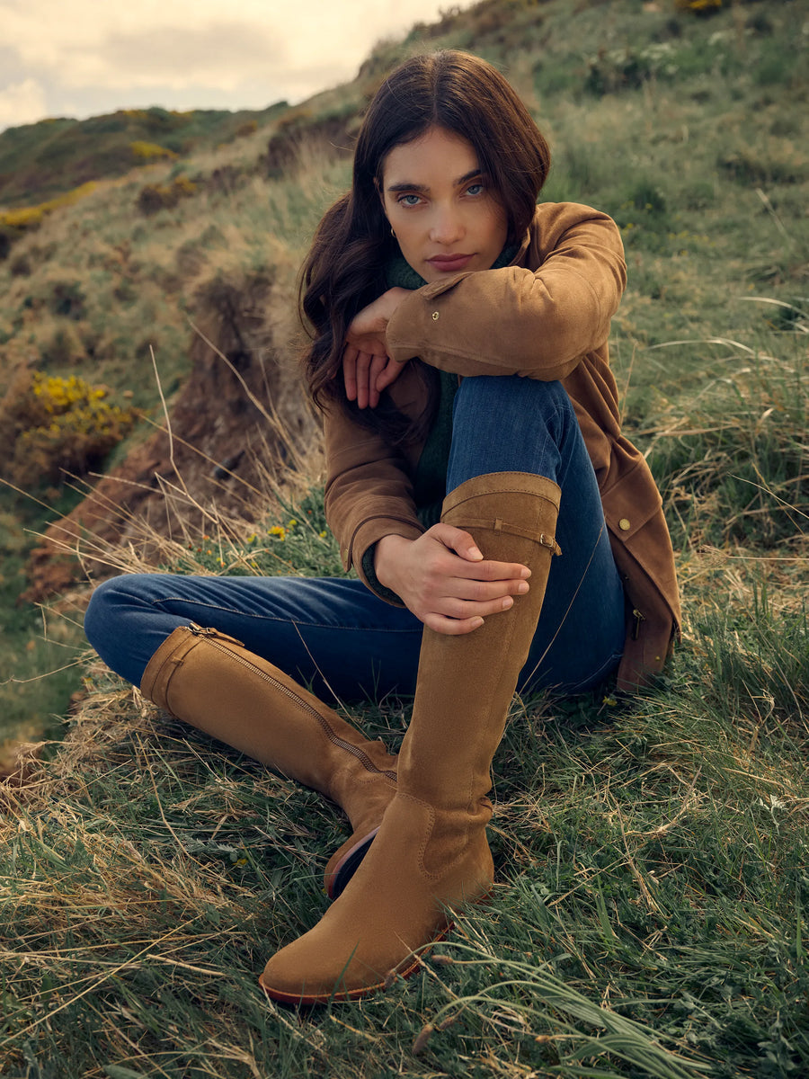 Kimberley Tan Flat Knee-High Boots - Regular Fit