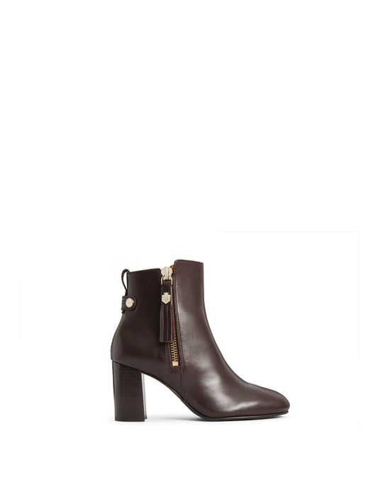 Oakham Mahogany Leather Heeled Ankle Boots