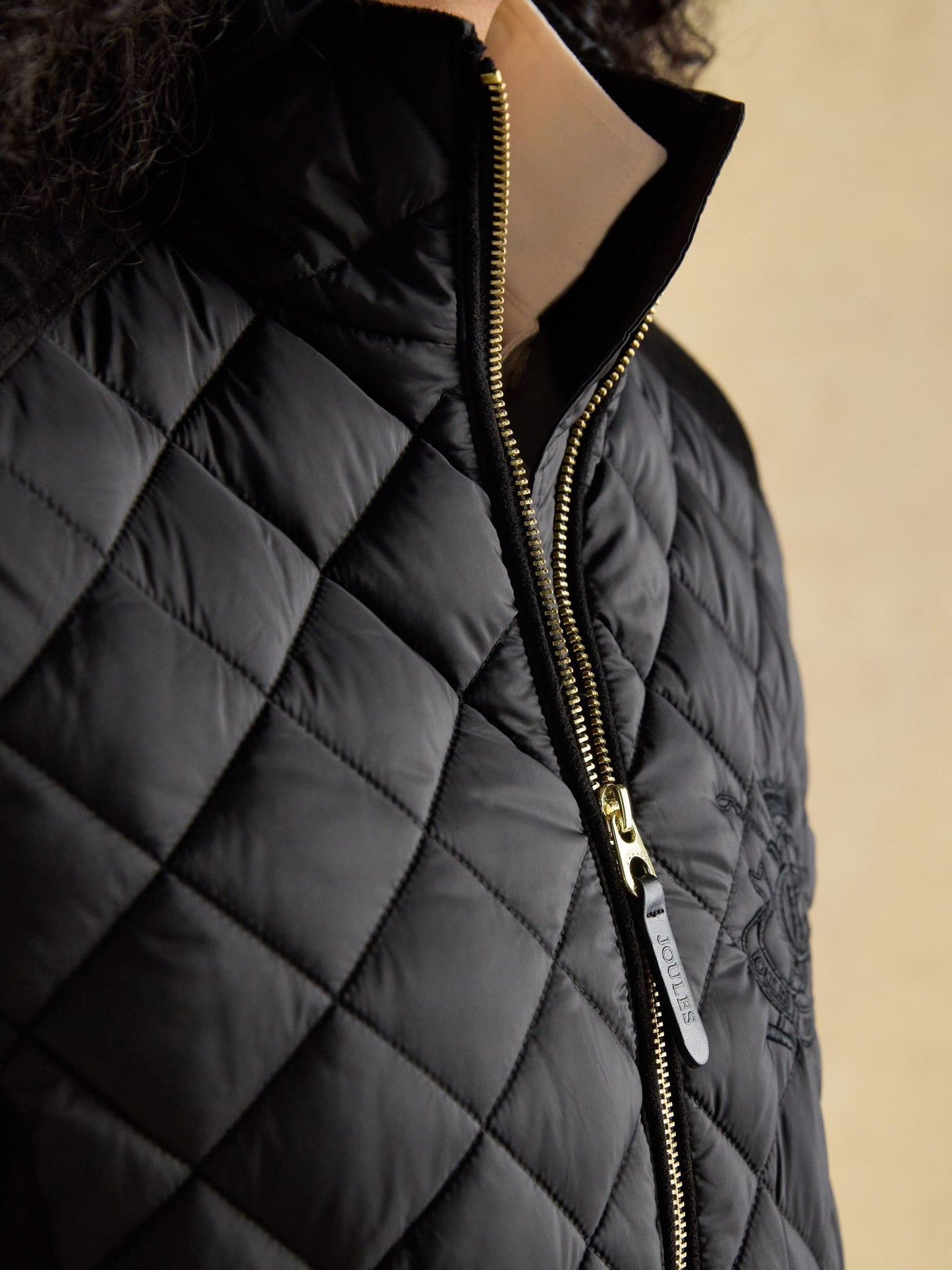 Braemar Luxe Black Showerproof Diamond Quilted Coat