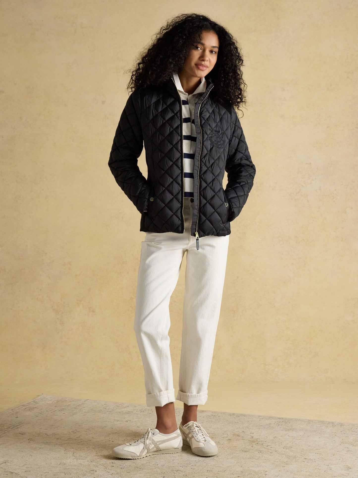 Braemar Luxe Black Showerproof Diamond Quilted Coat