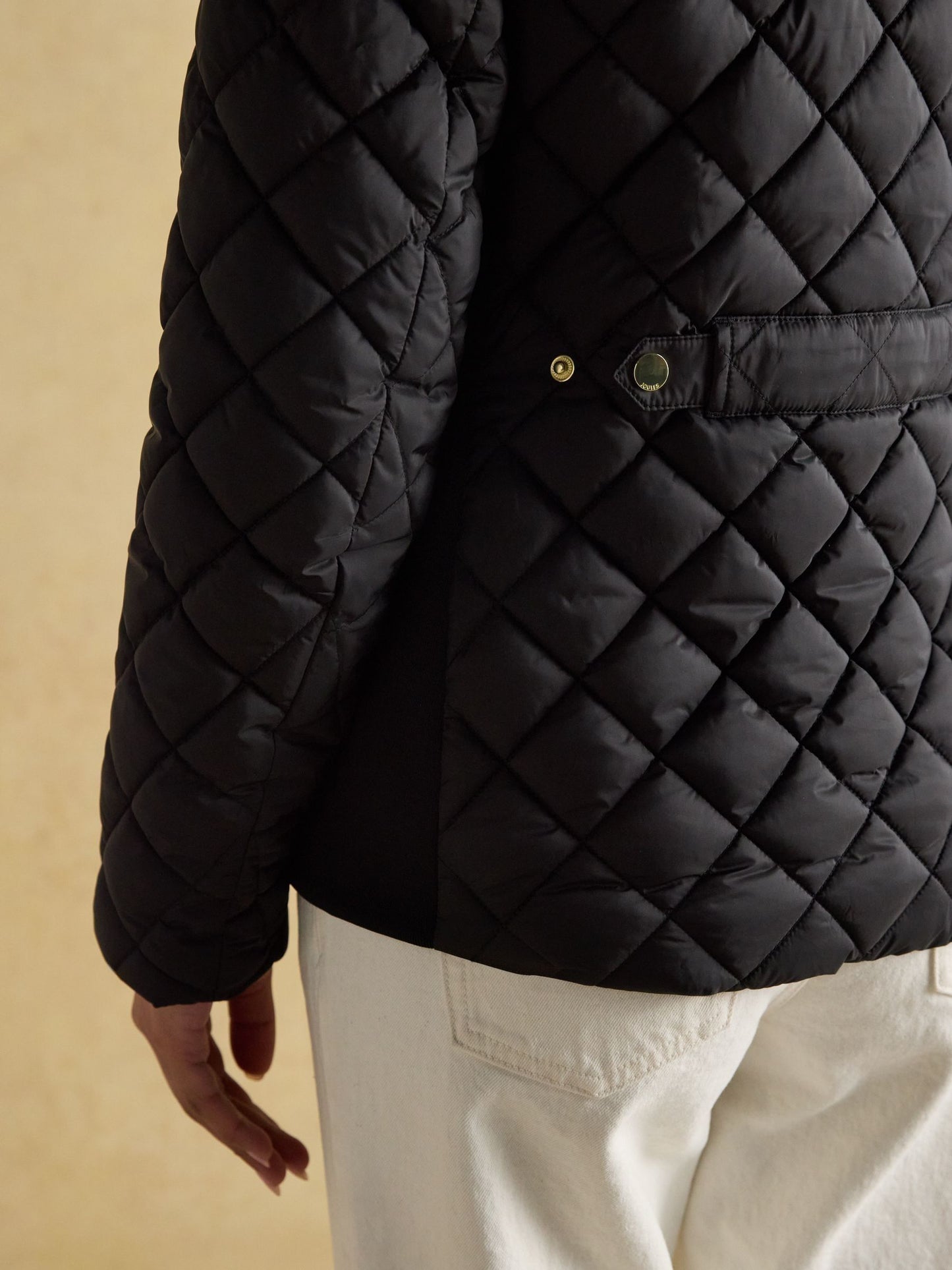 Braemar Luxe Black Showerproof Diamond Quilted Coat