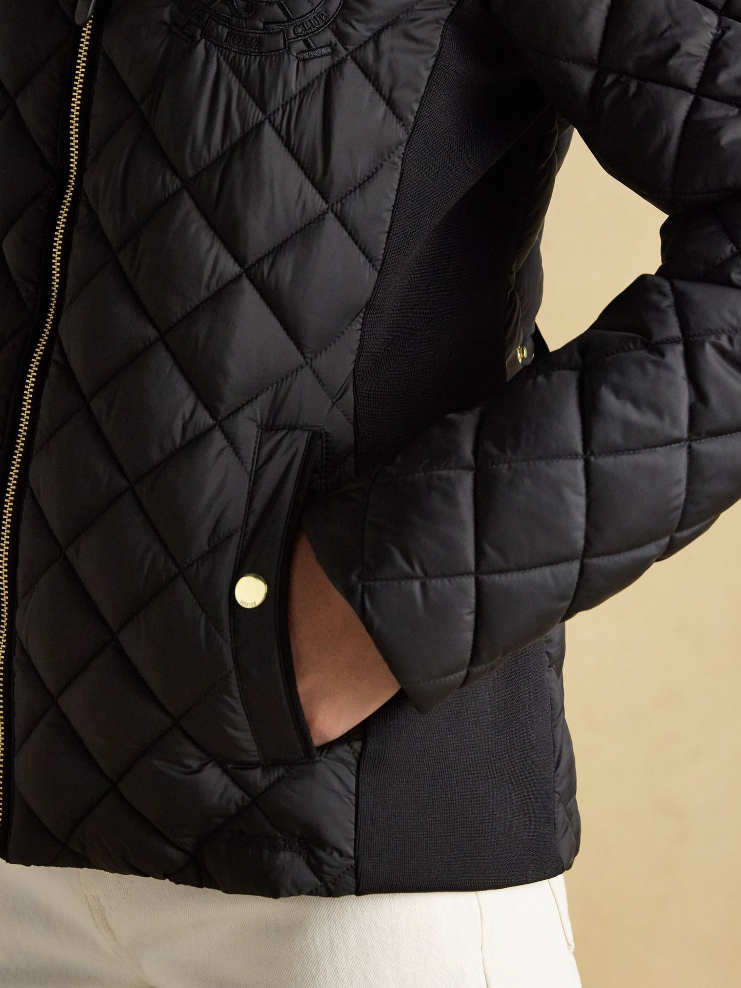 Braemar Luxe Black Showerproof Diamond Quilted Coat
