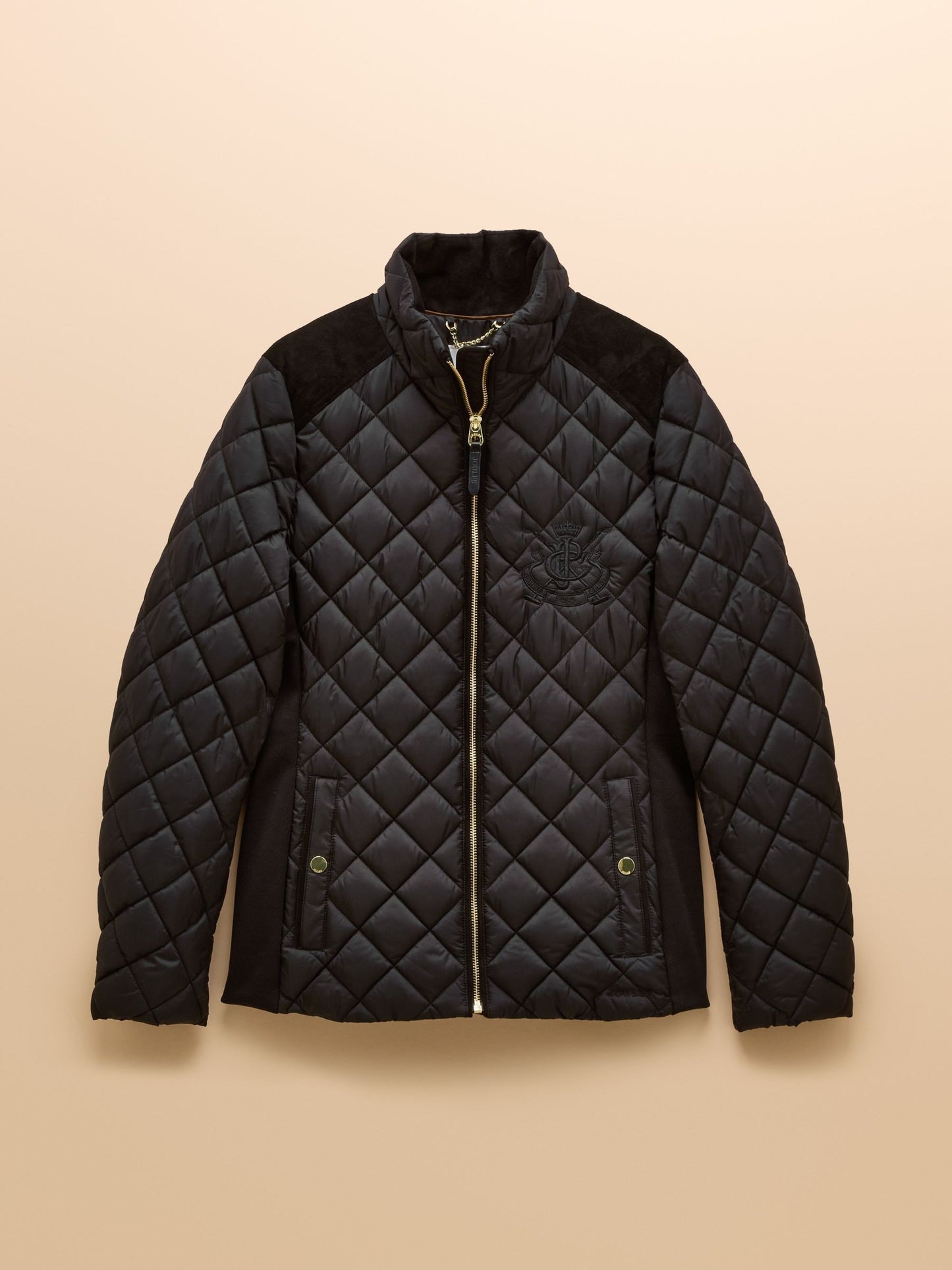 Braemar Luxe Black Showerproof Diamond Quilted Coat