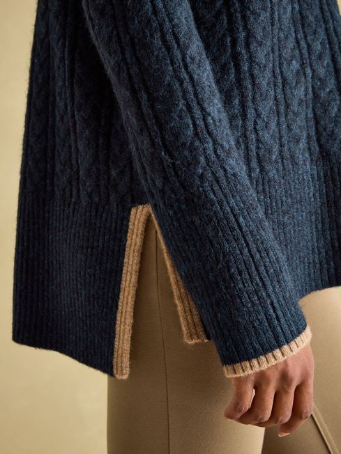 Betsy
Navy Button Shoulder Cable Jumper