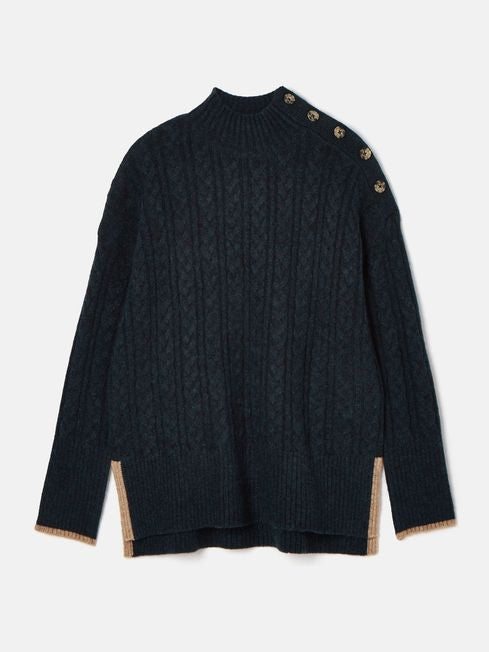 Betsy
Navy Button Shoulder Cable Jumper