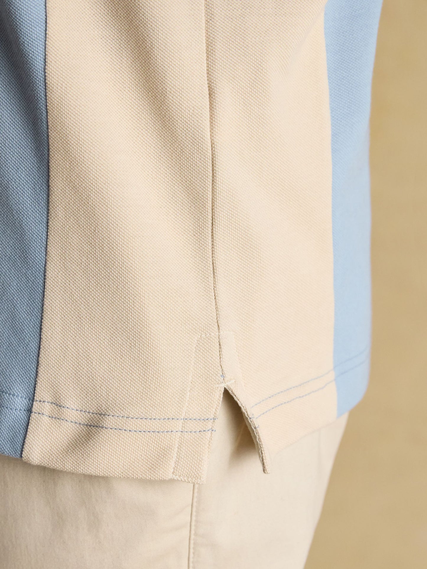 Embellished Blue/Ecru Classic Fit Cotton Polo Shirt