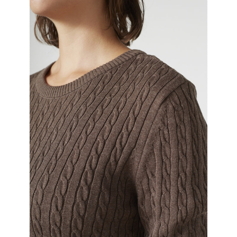 Susan Cable Knit - Dark Brown Melange