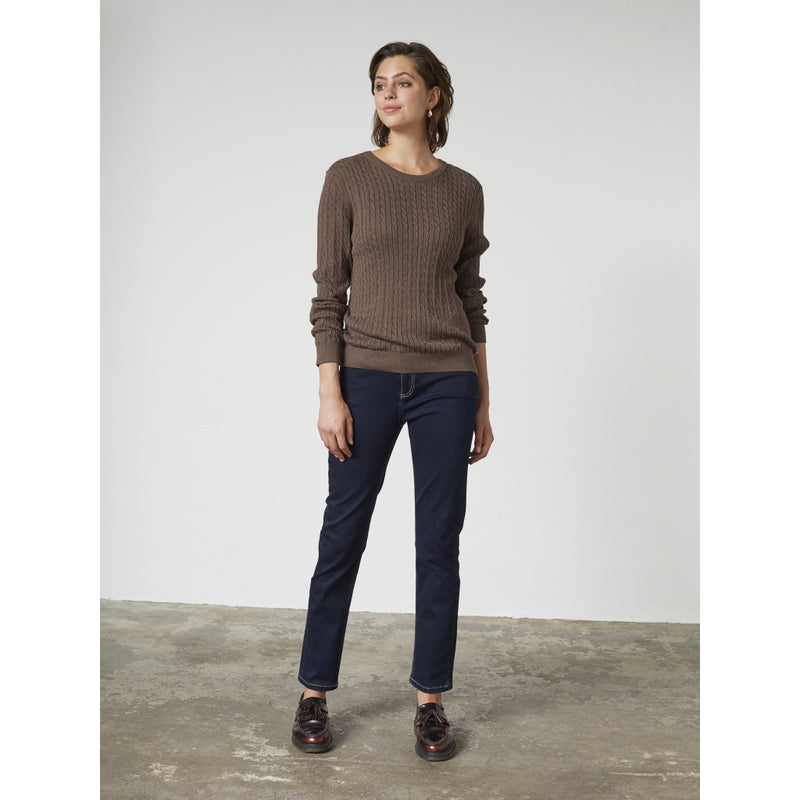 Susan Cable Knit - Dark Brown Melange