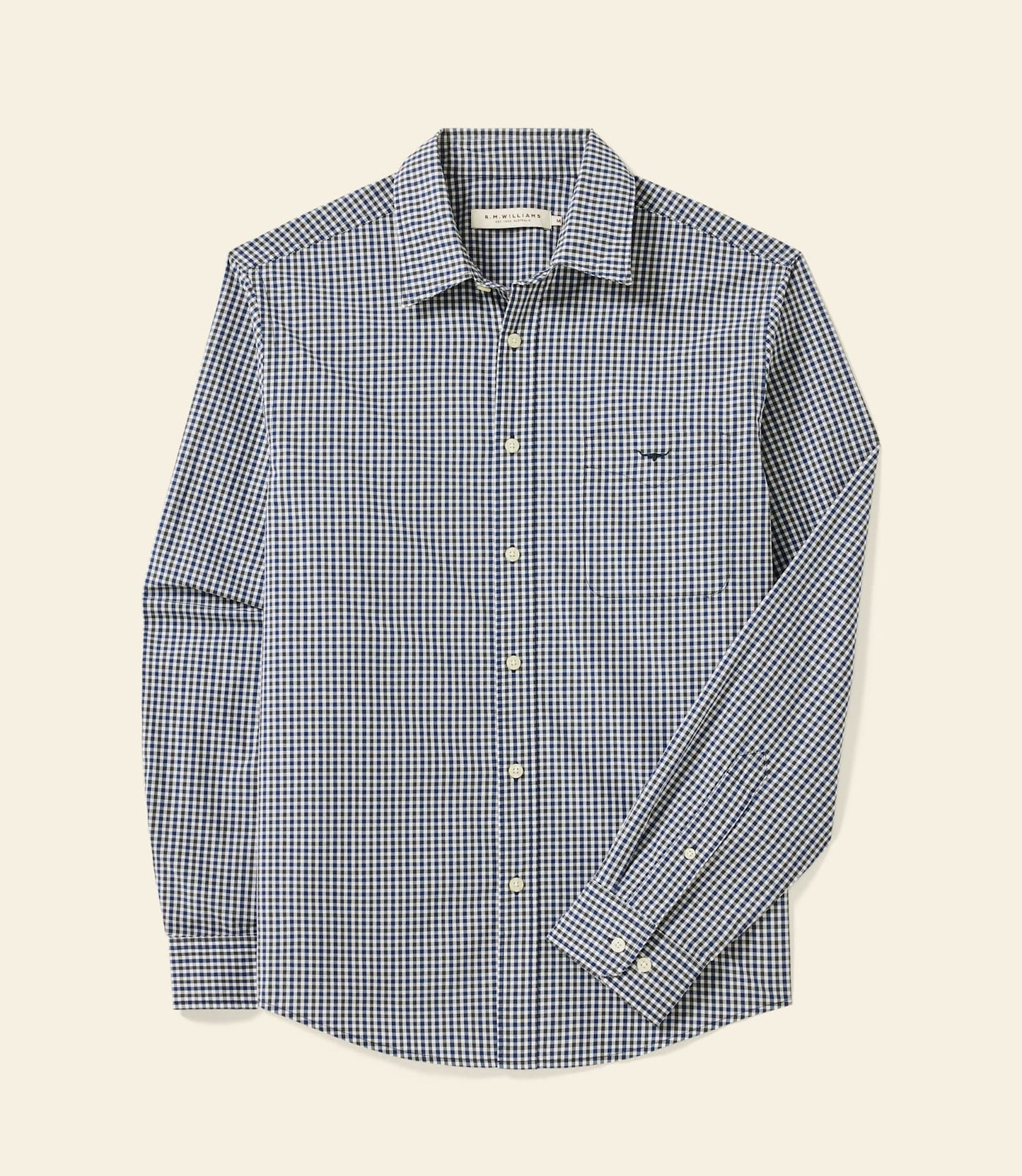 Classic Poplin Check Shirt Navy Char