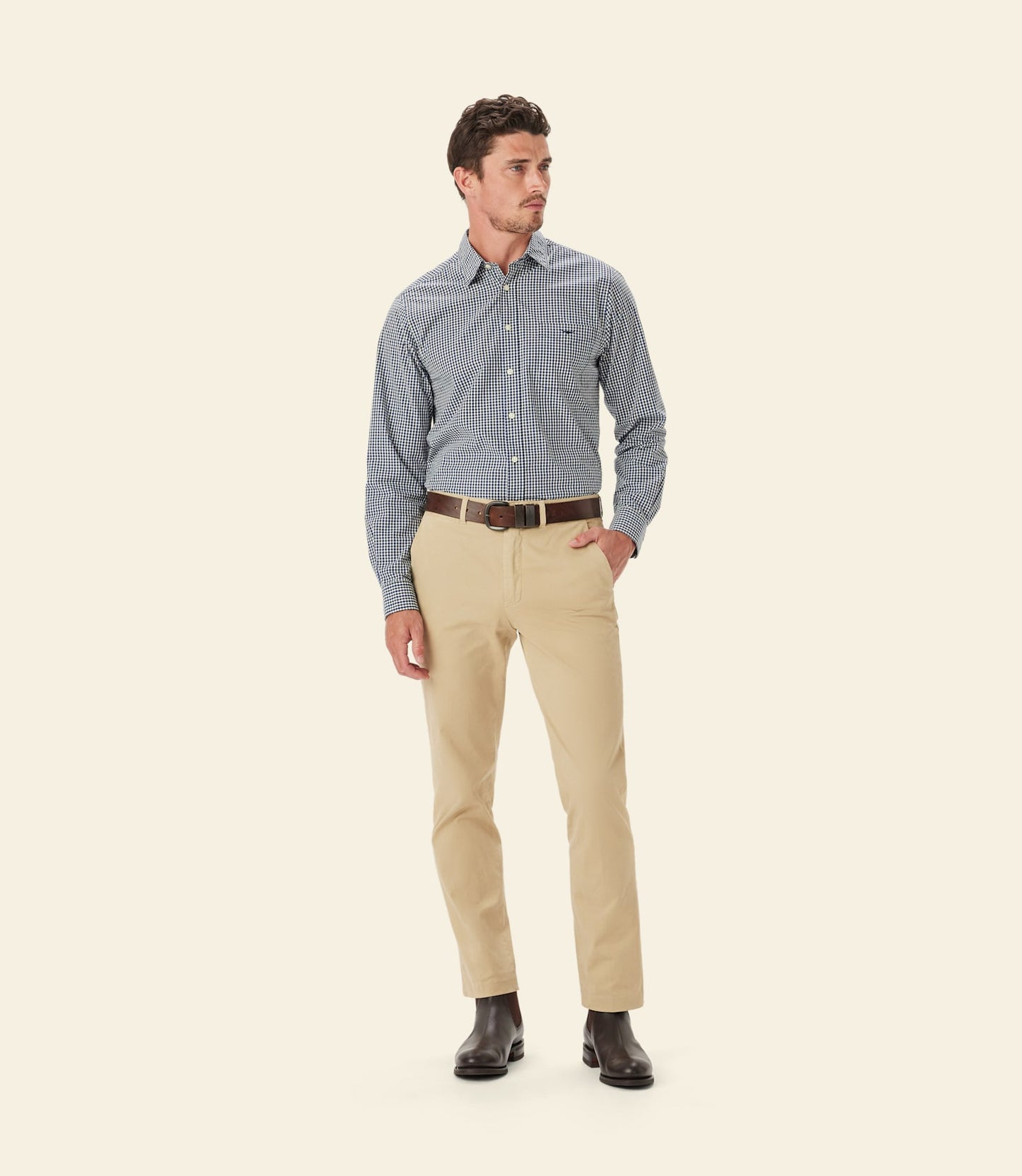 Classic Poplin Check Shirt Navy Char