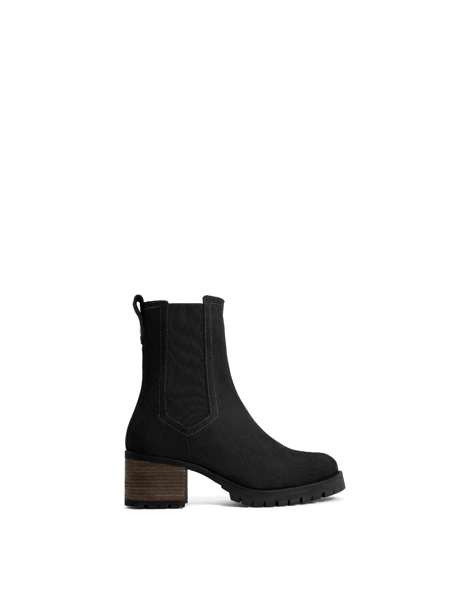 Boudica Heeled Black Suede Ankle Boots