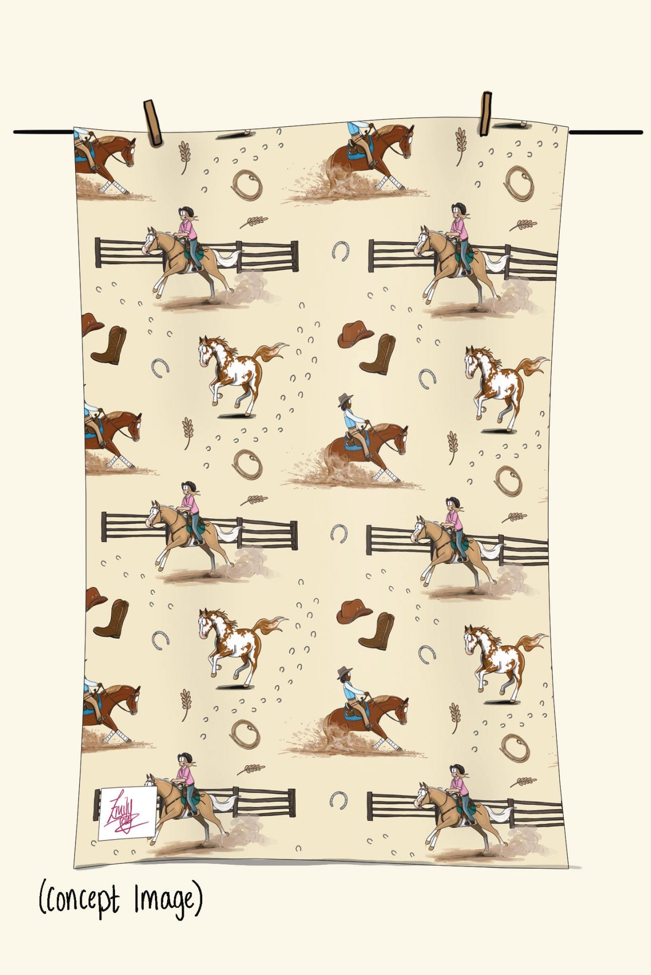 Western pattern tea towel
