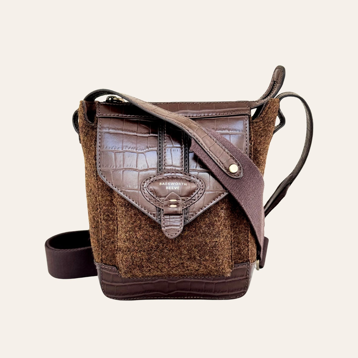 Hackthorn Dark Tweed & Croc Leather Crossbody Bag