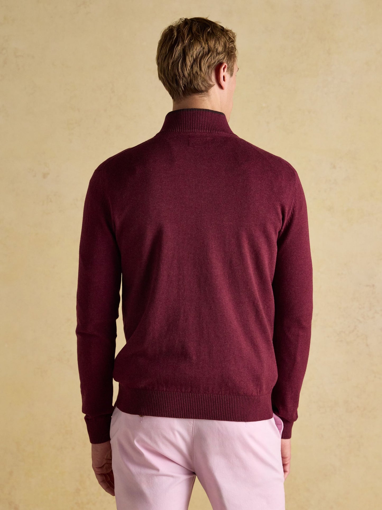 Hillside Burgundy Quarter Zip Knitted Jumper
