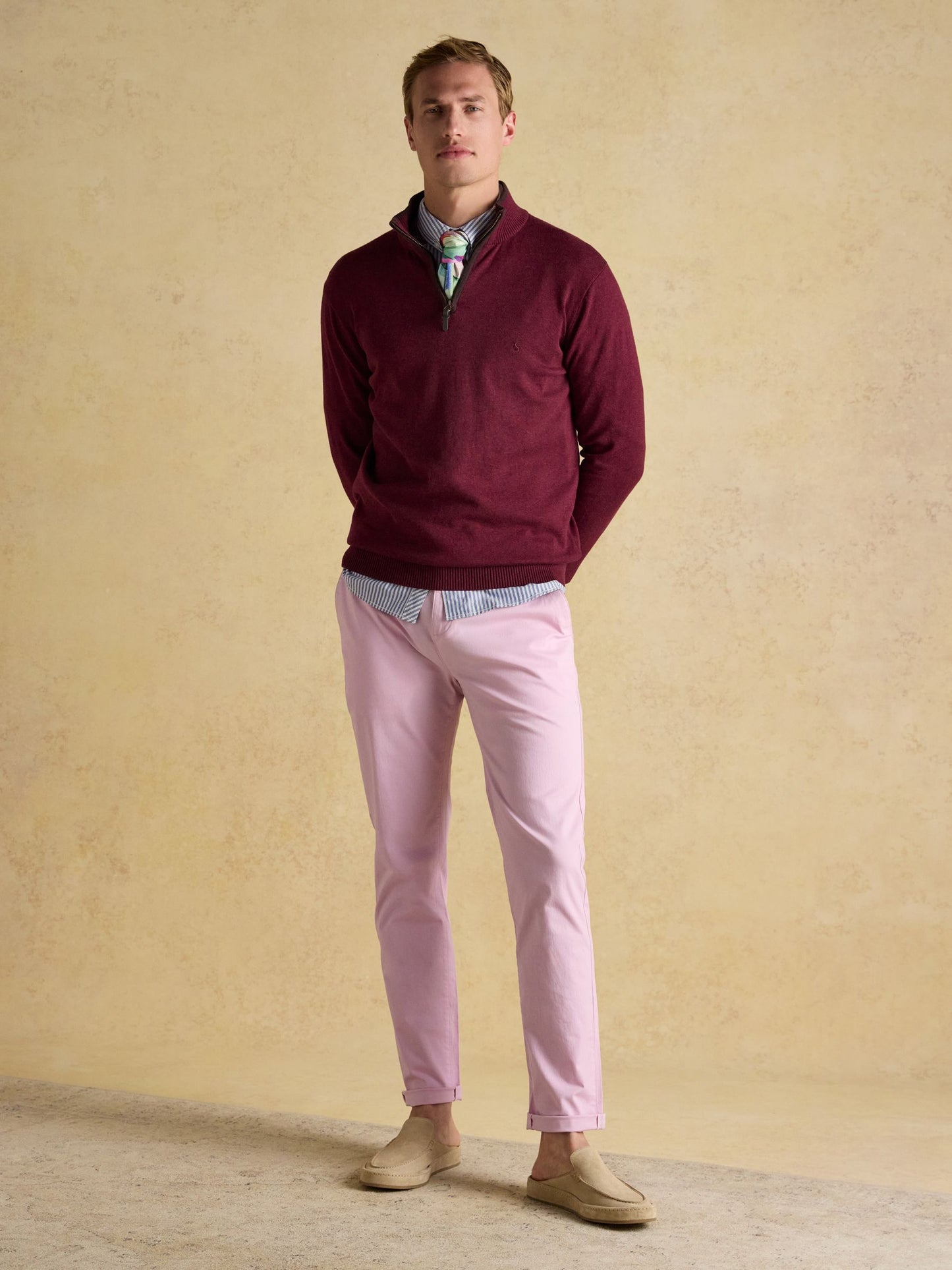 Hillside Burgundy Quarter Zip Knitted Jumper
