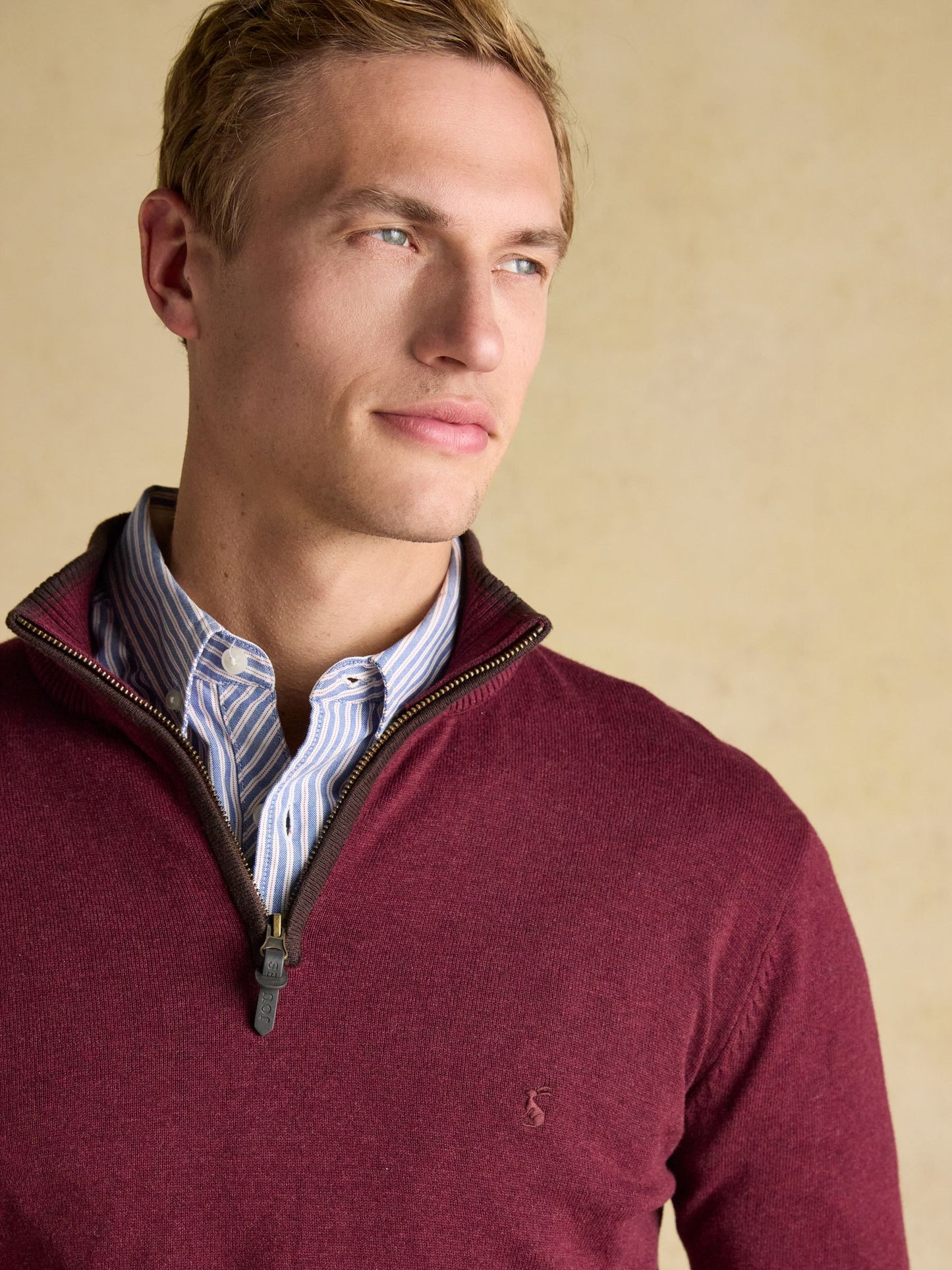 Hillside Burgundy Quarter Zip Knitted Jumper