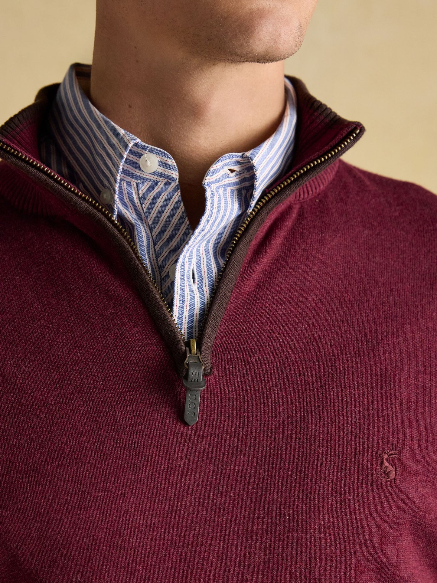 Hillside Burgundy Quarter Zip Knitted Jumper
