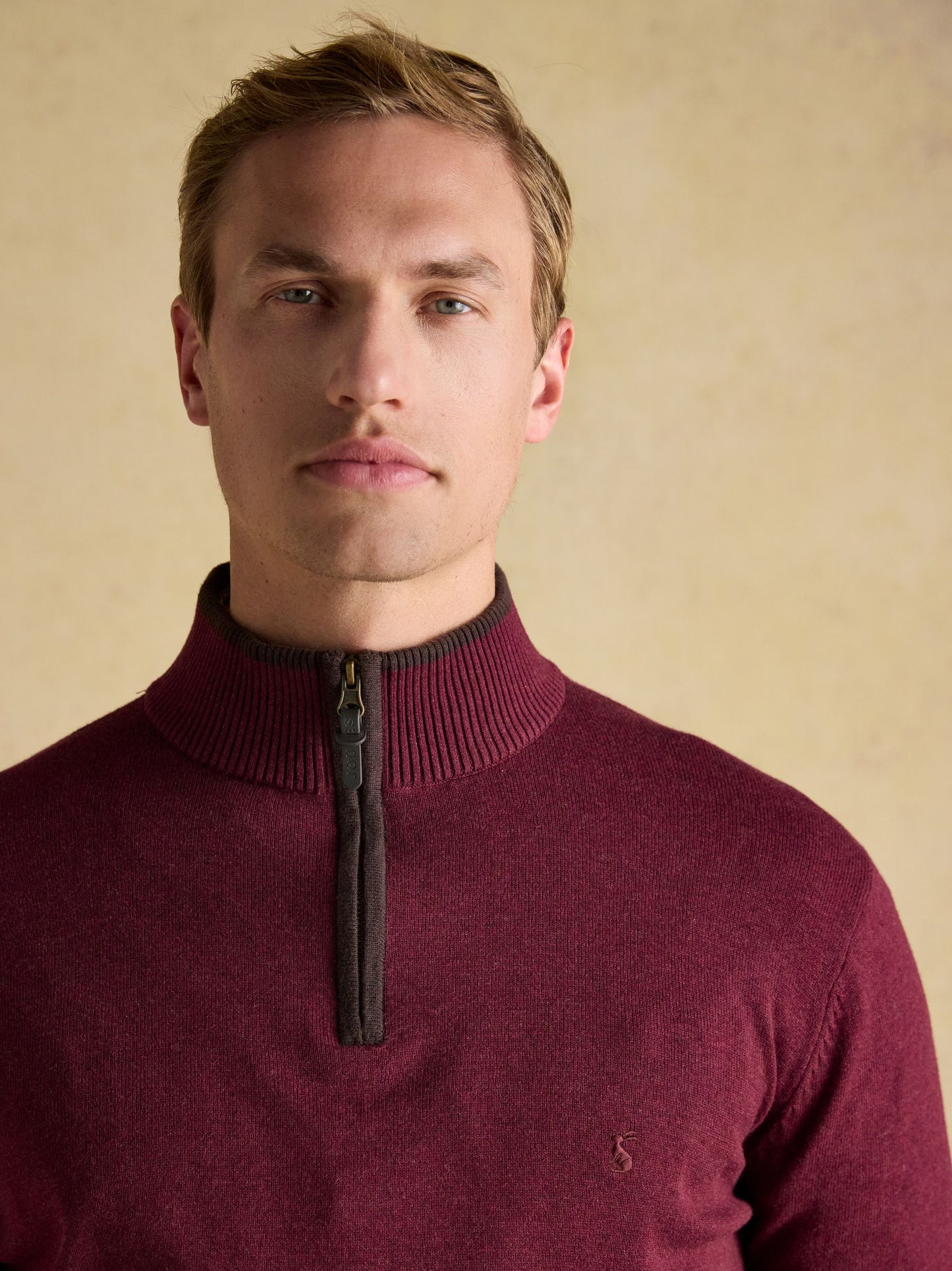 Hillside Burgundy Quarter Zip Knitted Jumper