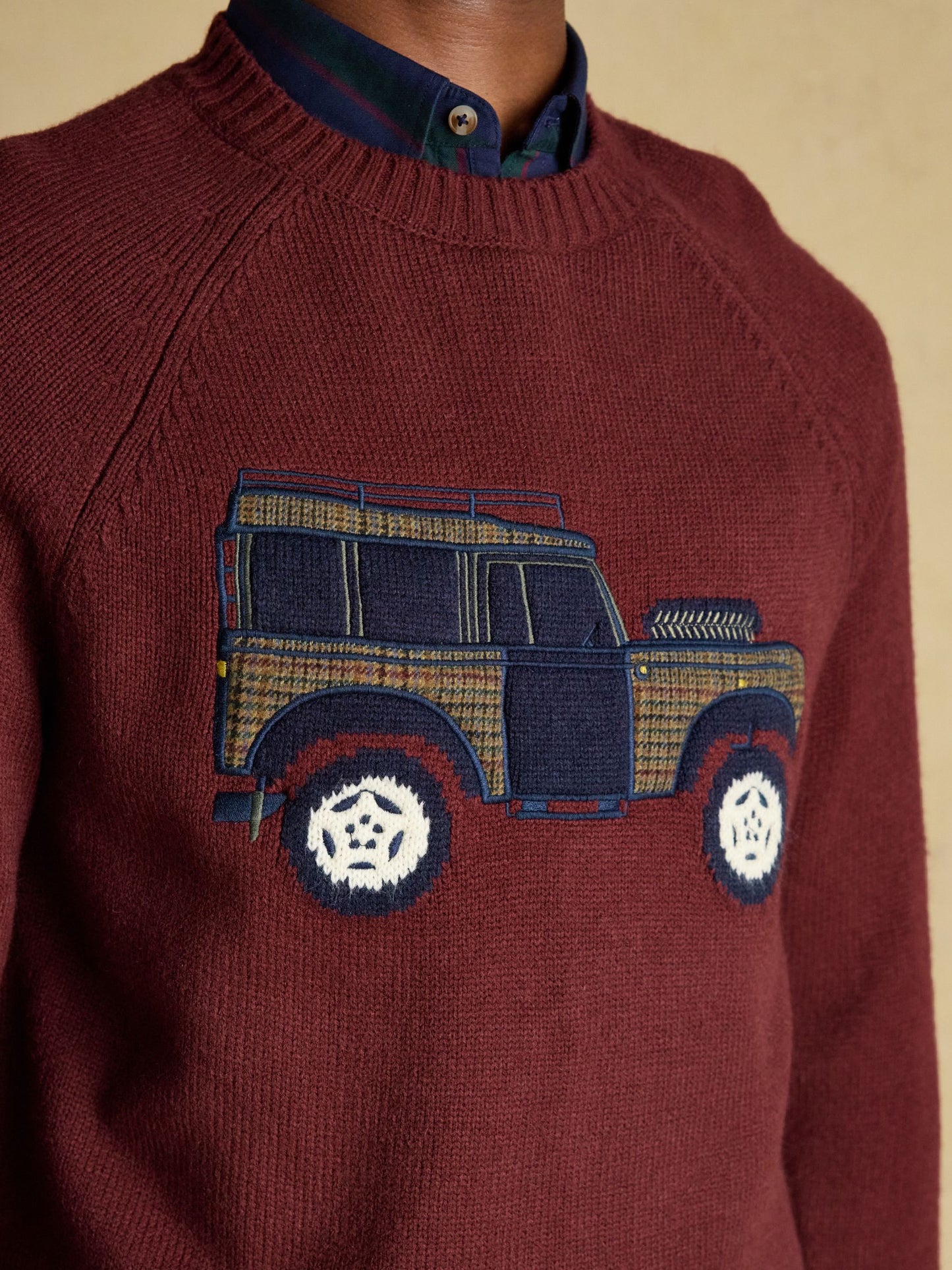 Offroad Burgundy Red Intarsia Crew Neck Jumper