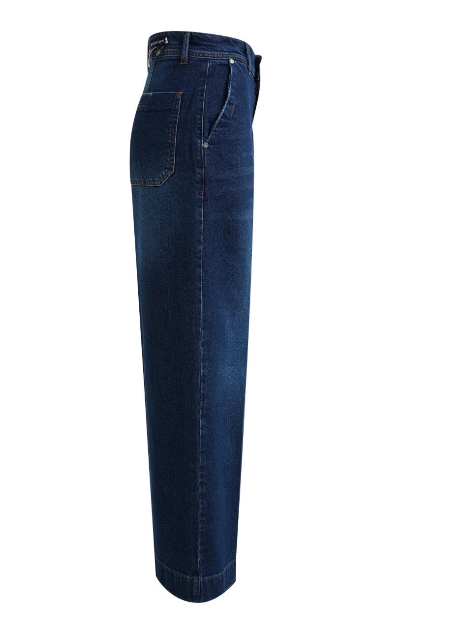Wide Leg Denim Jeans Dark Denim