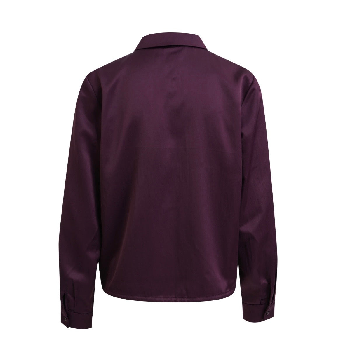 Satin Drawstring Blouse Plum