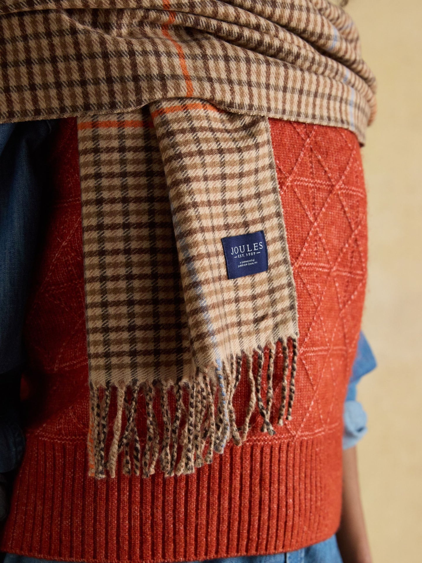 Langtree Brown Check Large Unisex Scarf