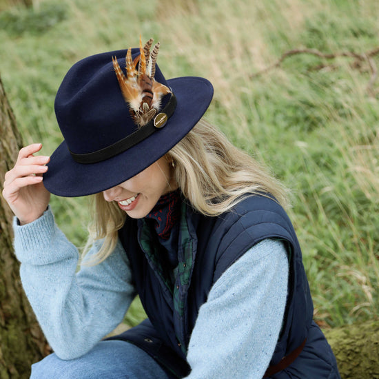 The Suffolk Fedora Navy (Bronze Feather)