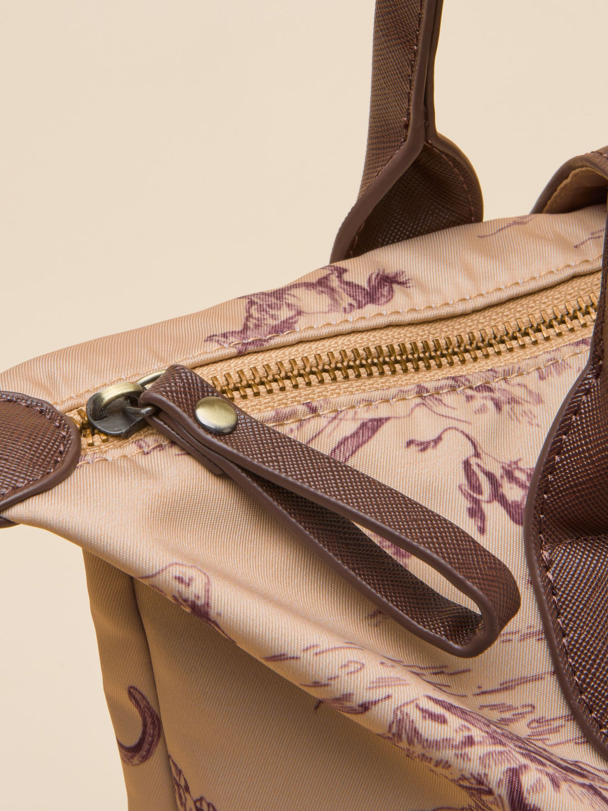 Edie Neutral Rodeo Print Zip Top Shopper Bag