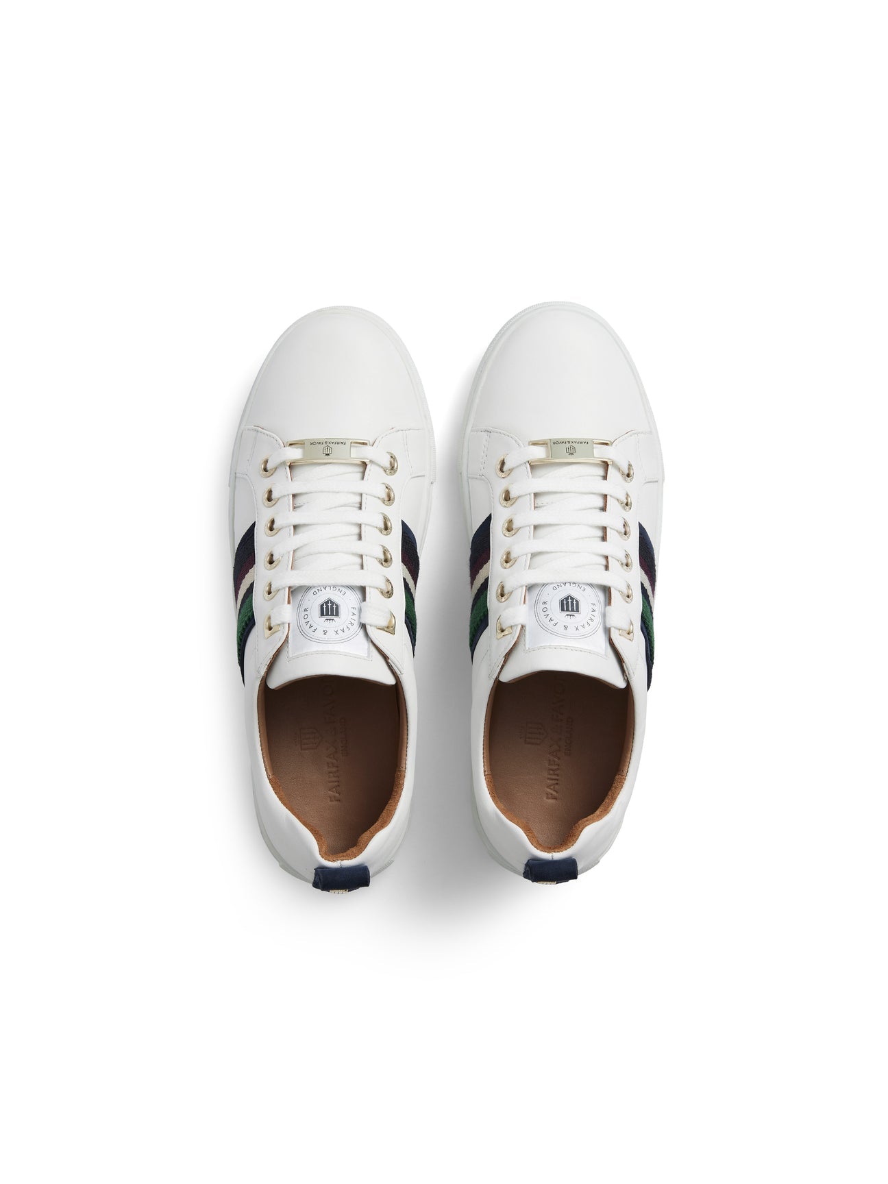 Boston Women’s Trainer - White Leather & Striped Webbing