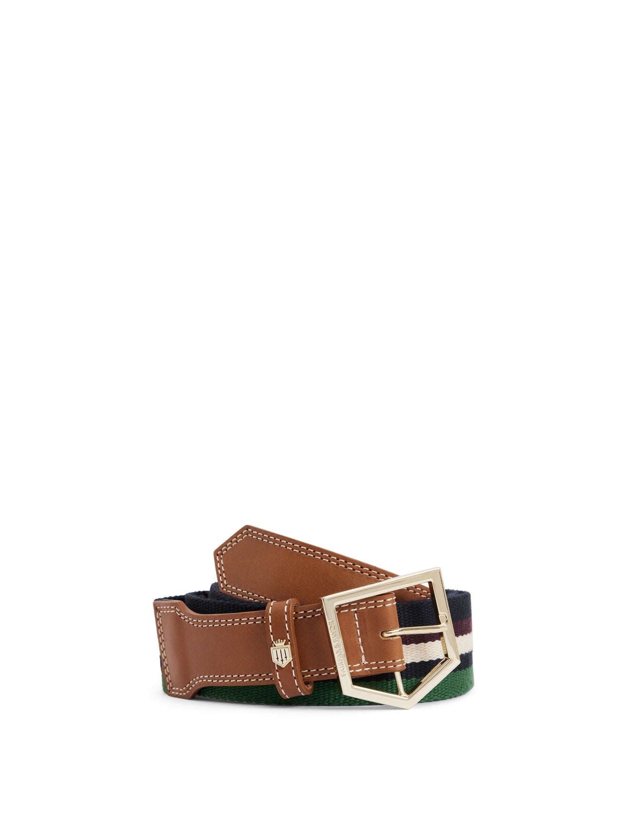Boston Women’s Belt - Tan Leather & Striped Webbing