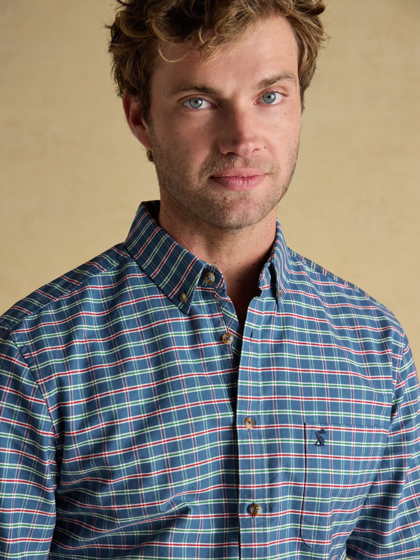Oxford Classic Fit Blue Check Long Sleeve Cotton