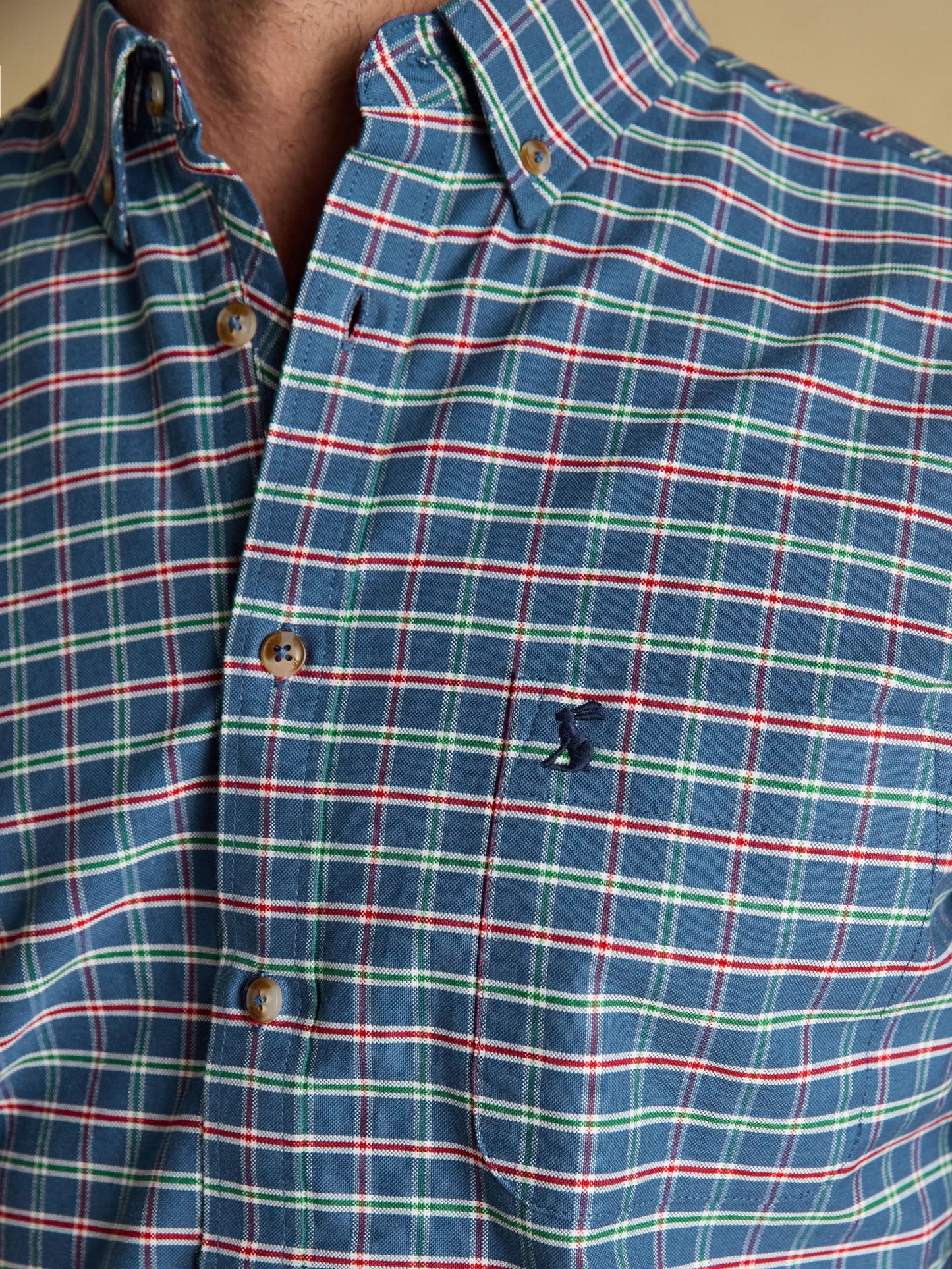 Oxford Classic Fit Blue Check Long Sleeve Cotton