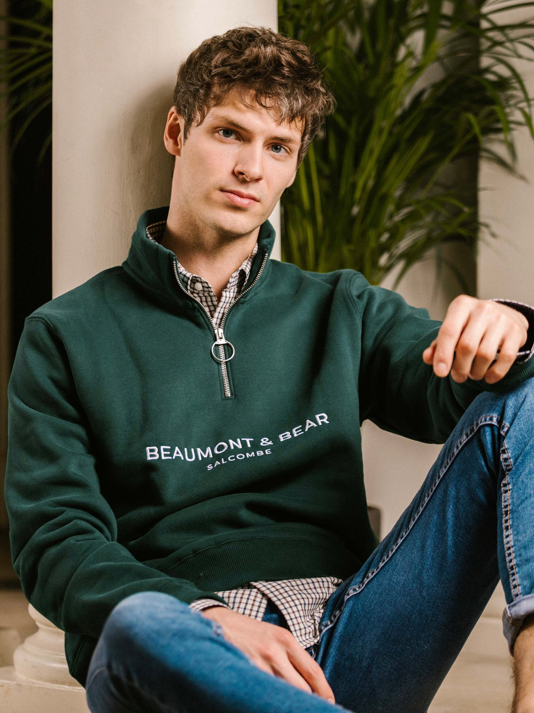 Kingswear Unisex Quarter Zip Green