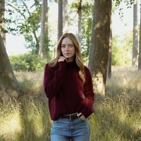 The Sophia Merino Wool Rollneck Jumper Plum