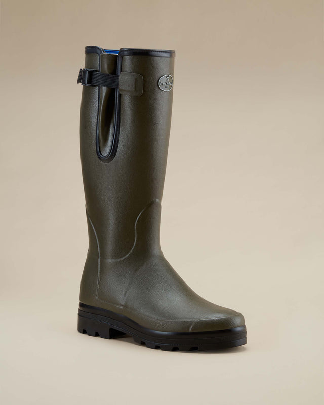 Men’s Vierzonord Neoprene Blue Lined Wellington Boots Chameau Green