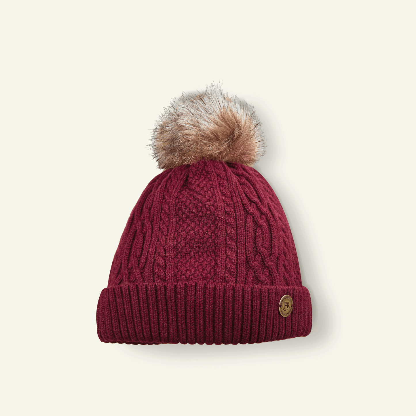Knitted Bobble Hat Burgandy