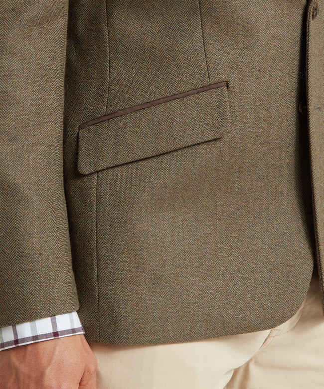 St Andrews Tweed Sports Jacket Loden Green Herringbone Tweed