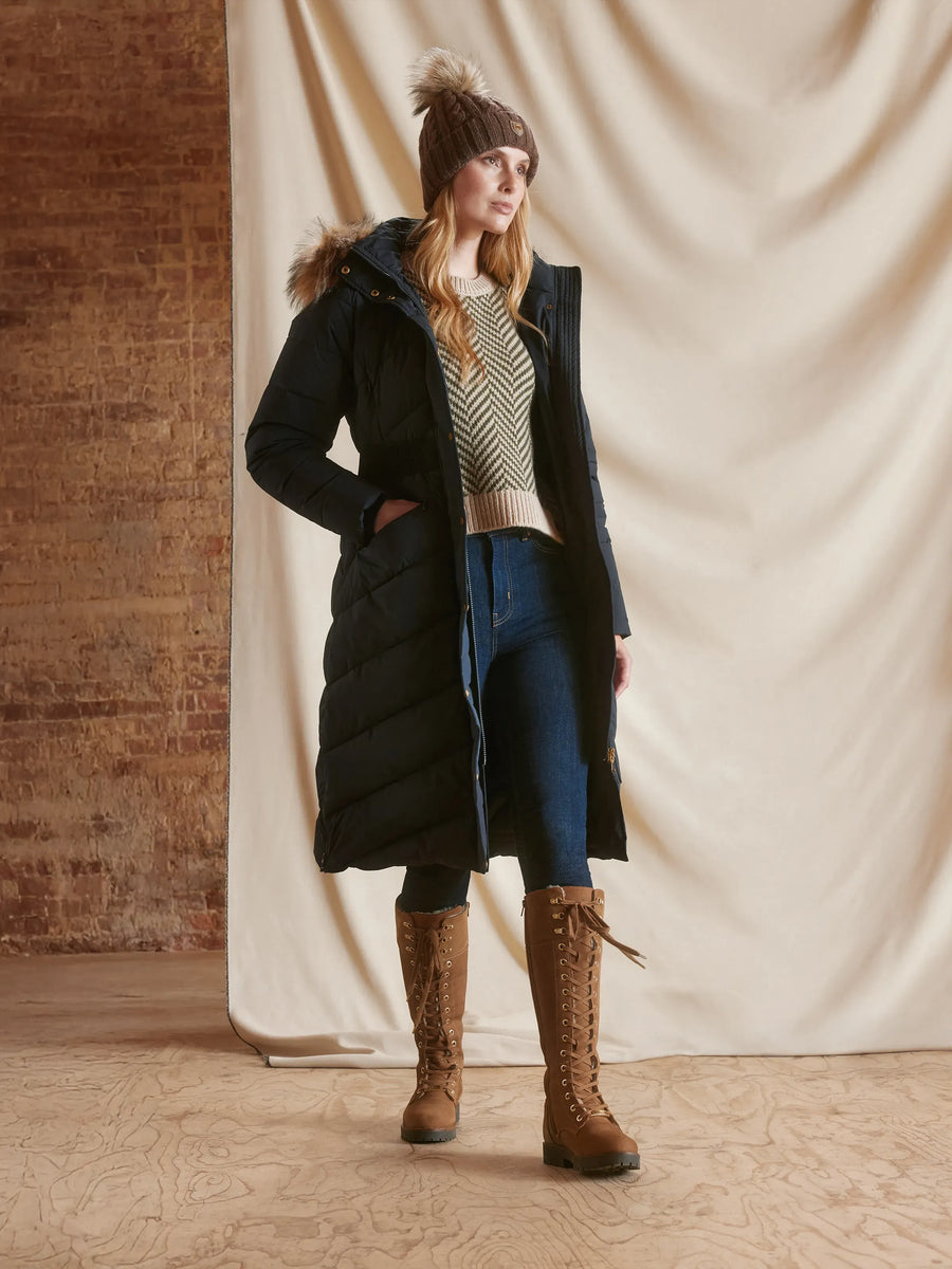 Lexi Navy Water Resistant Long Line Padded Coat