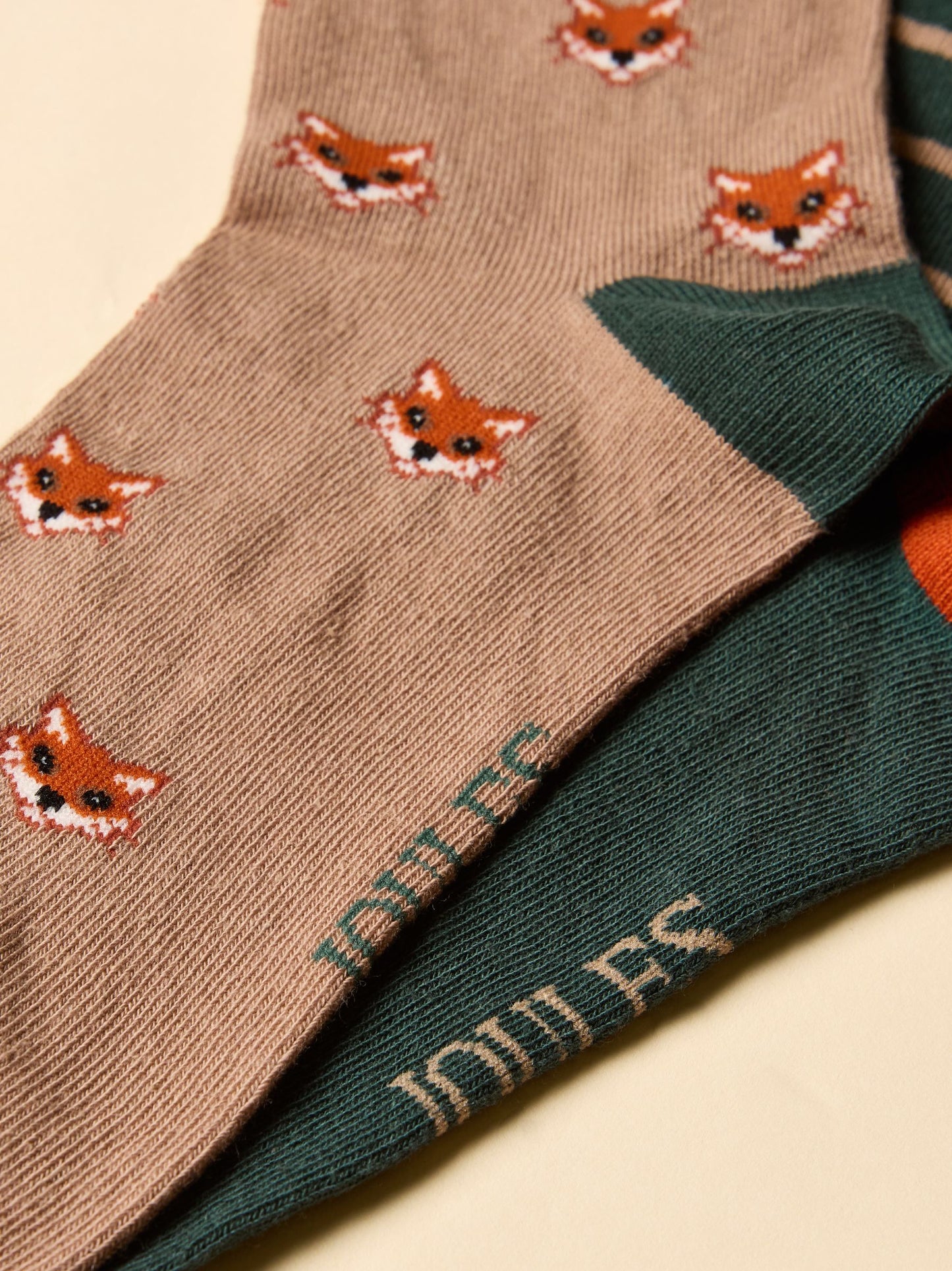 Men's Kingsbury Green & Orange Fox Socks 2 Pack (size 7-12)
