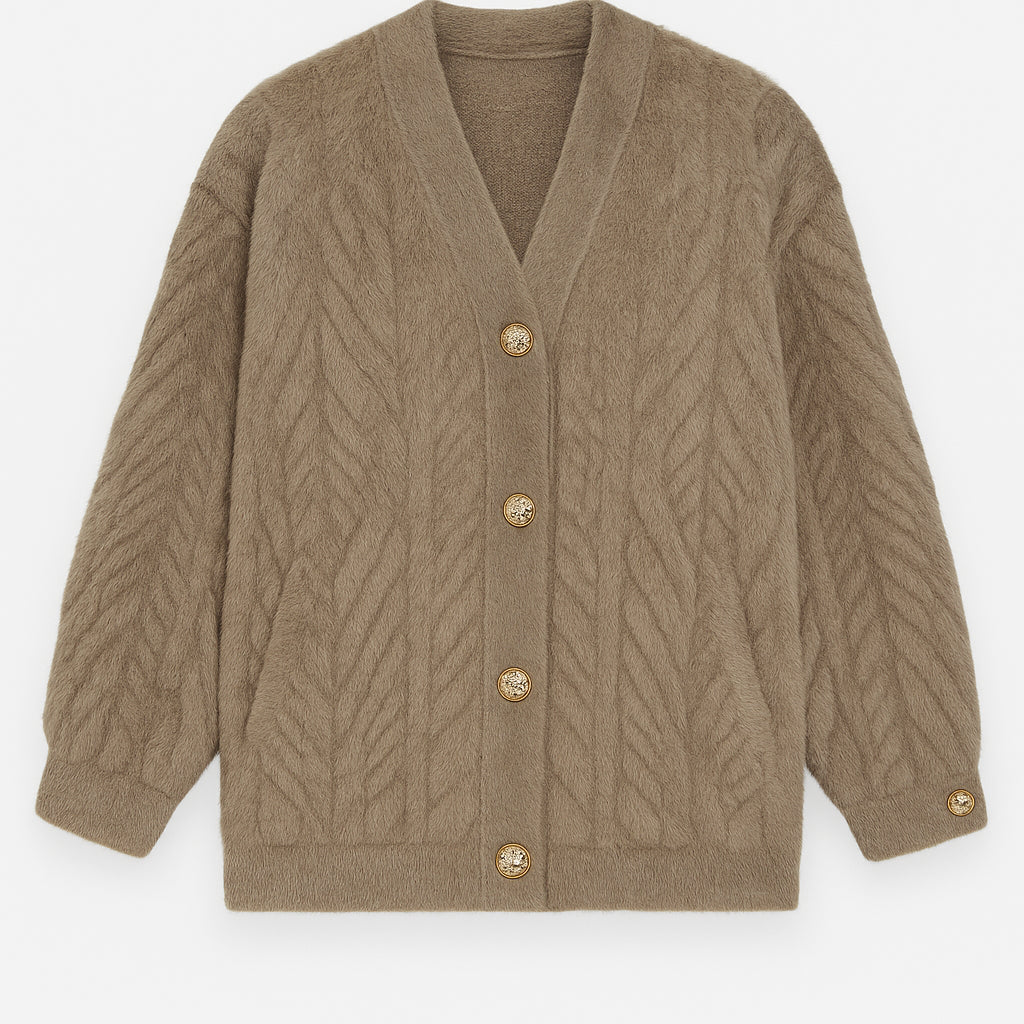 The Balmoral Faux Fur Cardigan Coat – Cappuccino